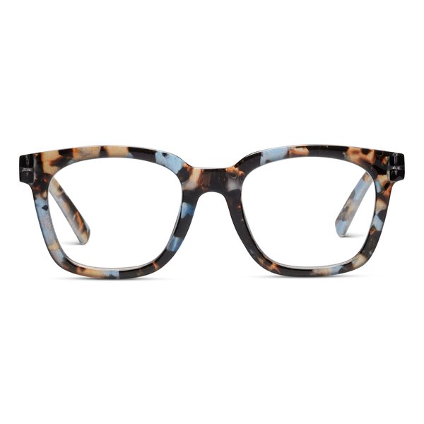 Peepers by PeeperSpecs Women's to The Max Square Light Blocking Reading Glasses, Blue Quartz, 49 + 4