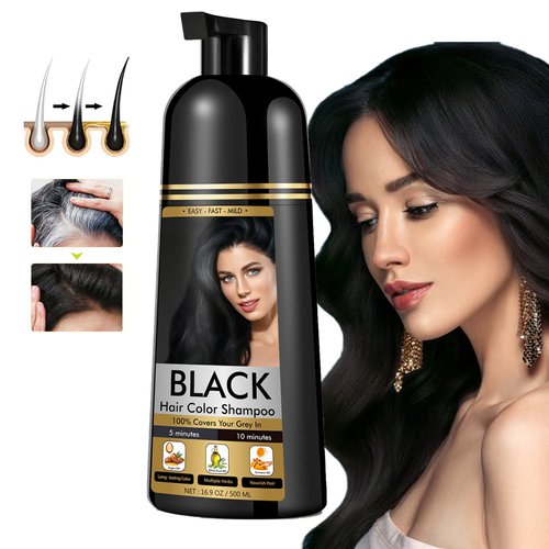 YOURTONE Black Hair Dye Shampoo for Men & Women Hair Dye Color Shampoo,100% Gray Coverage Suitable for All Hair Types Gentle, Nourishing Formula herbal Ingredients (500ML)