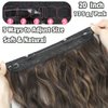 Amchoice Halo Hair Extensions 20 Inch Invisible Wire Secret Hairpieces with Adjustable Size Transparent Headband 4 Secure Clips Long Curly Wavy Hair Extensions(20 Inch, Brown with Highlighters)