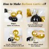 Black and Gold Balloons Garland Arch Kit, Black and Gold Party Decorations with Black White Balloons Gold Confetti Latex Balloons for 2024 Graduation Decorations Anniversary Birthday Party Decorations