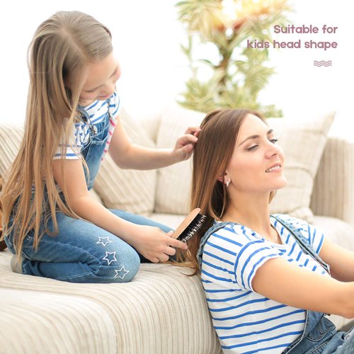 Hair Brush Mini Boar Bristle Hairbrush for Thick Curly Thin Long Short Wet or Dry Hair Detangle Massage Add Shine, Pocket Travel Small Paddle Hair Brush for Men Women Kids