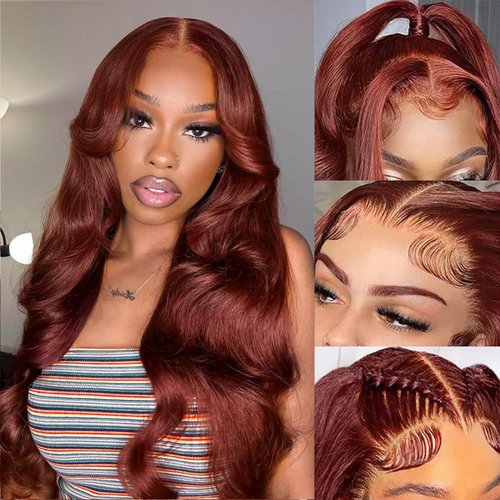 Yumkot Reddish Brown Lace Front Wigs Human Hair 13x6 HD Lace Front Wigs Human Hair Pre Plucked with Baby Hair 22inch Body Wave Colored Wigs for Women