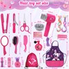 Hair Salon Toys for Girls Beauty Salon Set with Pretend Play Hair Salon Stylist Toy Kit with Barber Apron, Hair Dryer, Mirror, Scissors and Styling Accessories