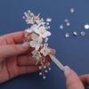 Soulshow New Soft Material Polymer Clay White Flower Wedding Hair Accessories Handmade Pearl Gold Wedding Hair Comb Bridal Hair Accessories