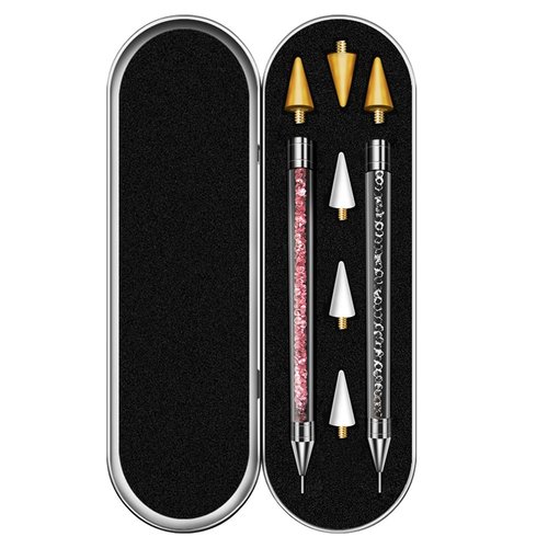 Vikerer 2 Pack Rhinestone Picker, Diamond Art Painting Dotting Pen Dual-end Rhinestones Pickup Tool for Nail Gems Flatback Swarovski Crystal Nail Art DIY Decoration Tool with 4 Extra Tips