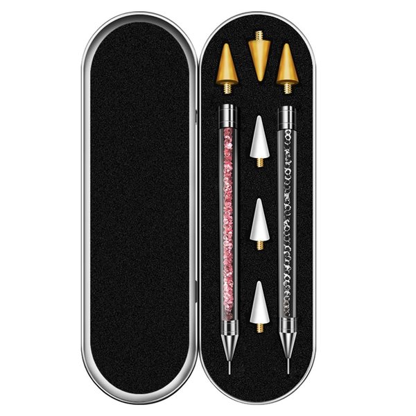 Vikerer 2 Pack Rhinestone Picker, Diamond Art Painting Dotting Pen Dual-end Rhinestones Pickup Tool for Nail Gems Flatback Swarovski Crystal Nail Art DIY Decoration Tool with 4 Extra Tips