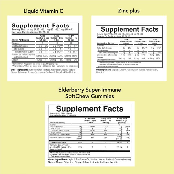 CHILDLIFE ESSENTIALS Immune Support Bundle - Contains Elderberry Super-Immune SoftChew Gummies, Zinc Plus, & Vitamin C, Supports The Immune System, High in Antioxidants - Mixed Flavors (1 Bundle)