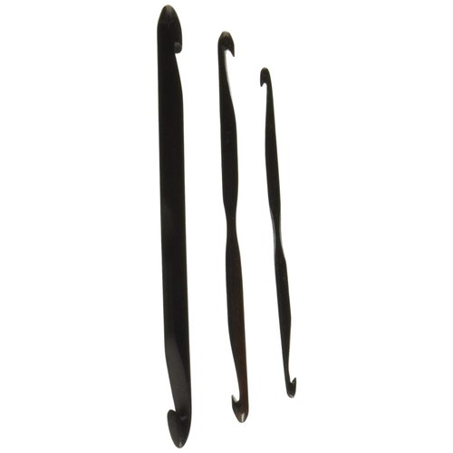 Lacis Double End Crochet Hook with Center Indent, Ebony, 3-Pack