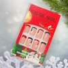 French Tip Christmas Press on Nails Short Square Fake Nails Black Red Santa's Hat Acrylic Glue on Nails Full Cover Short Christmas Stick on Nails Winter Holiday Artificial Nails for Women, 24Pcs