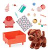 Glitter Girls – Holiday Puppy Set – 18pcs Accessory Set & 6-inch Plush – Dog Bed & Sweater – Pillow, Jingle Bells & More – 3 Years + – Cocoa & Holiday Pup Set