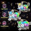 Hopearl LED Musical Stuffed Husky Lighting Up Singing Plush Toy Playset Mommy Dog with 3 Baby Puppies in her Tummy Lullaby Animated Soothe for Mom Toddler Girls, Gray, 17''