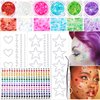 Loikmiup Body Glitter Face Glitter Gel with Face Heart Star Stickers, 6 Colors Festival Makeup Glitter Hair Glitter Gel with Self Adhesive Heart Star Gems 15 Colors Rhinestones Gmes for Hair Face Body