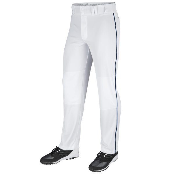 Champro Men's Standard Triple Crown Open Bottom Adult Baseball Pants, White, Navy Pipe, Medium