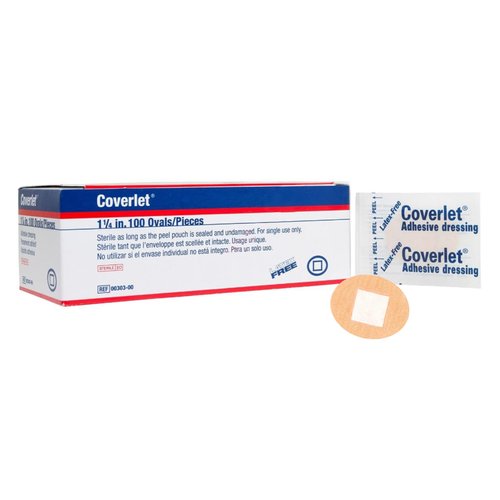 BSN Medical 00303 Coverlet Adhesive Bandages Oval 1 1/4quot; X 1quot;(Pack of 100)