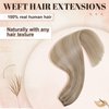 Hetto Blonde Weft Extensions Sew in Human Hair 20 Inch Weft Hair Extensions Real Human Hair Ash Blonde Highlighted Sew in Weft Human Weaving Hair Extensions 100g
