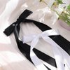 VOBOBE 4PCS Hair Bows for Women Girls, Black White Satin Tassel Hair Ribbon Bowknot Hair Clips Barrettes for Girl with Small Long Tail Hair Accessories (White+Black)