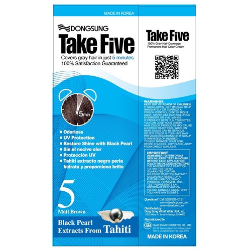 Dongsung Take 5 Hair Dye Gray Hair Coveage No. 5 Matt Brown