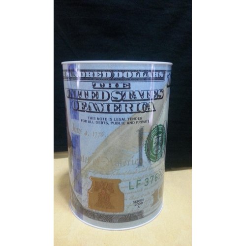 100 Dollar Bill Tin Money Bank JUMBO, Bank Note Tin Metal Money Box 100$ Bill dollar moneybox, 8.5' Tall x 6.0' Metal Money Coin Bank, $100 Bill dollar bank, Benjamin Franklin coin bank, Cash Bank