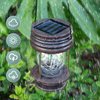 Solar Lanterns Outdoor Hanging-2 Pack Waterproof Landscape Lights Solar Table Lamps with Retro Design, Warm Fairy Lights