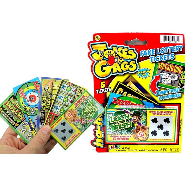 JA-RU Fake Lottery Tickets Pranks for Kids and Adults (1 Pack, 5 Tickets) Realistic Scratch Off Cards. Office Pranks & Gag Gift Box. Casino Theme Party Decorations. 1381-1A
