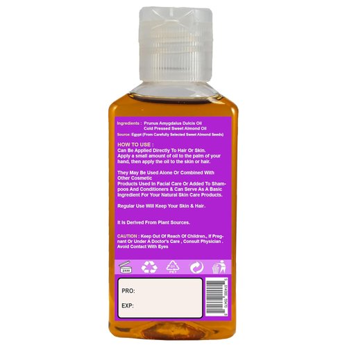 bonballoon Nature Max Sweet Almond Oil Natural Pure Undiluted For Hair & Skin Care Cold Pressed Premium Undiluted No Additives No Gmo Kosher Halal (1 Pack = 3.38 oz / 100 ml) زيت اللوز الحلو