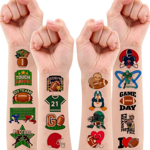 8 Sheets (72PCS) Football Tattoos Sports Themed Birthday Party Decorations Favors Supplies Decor Stickers for Kids Boys Girls Gifts Classroom School Prizes Rewards