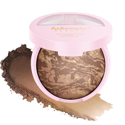 Erinde Baked Color Correcting Powder Foundation, Lightweight Buildable Light to Medium Coverage, Long-lasting, Demi-Matte Natural Finish Brighten Face Powder Makeup & Setting Powder, 02 Tan