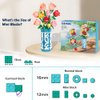 CUBIMANA Flowers Bouquet Building Set with Vase & LED Light, 747PCS Mini Roses Flower Botanical Building Blocks Toy, Gifts for Valentines Day for Her & Him, DIY Artificial Flower Home Office Decor