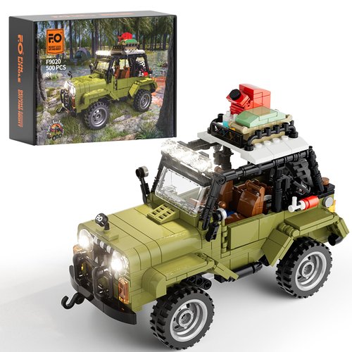 FUNWHOLE Off Road Vehicle Jungle SUV Building Sets with LED Lighting - Technic Car Model STEM Building Set 500 Pcs for Ages 8+