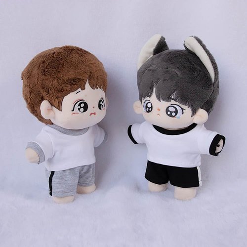 niannyyhouse 10cm 15cm 20cm Plush Doll Clothes Contrast T-Shirt Pants Sportswear Set Soft Stuffed Plush Toy Dress Up Accessories (a4, 15cm)