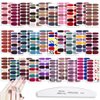 WOKOTO 30 Pcs Solid Color Nail Polish Strips Stickers Self-Adhesive Full Nail Wraps for Nails Art Gradient Design Stick On Nail Polish Stickers Set with Nail File for Women Girls
