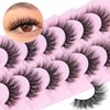 FANXITON Wispy False Eyelashes Natural Look Short Mink Lashes Fluffy Curly 3D Faux Mink Eyelashes 7 Pairs Pack