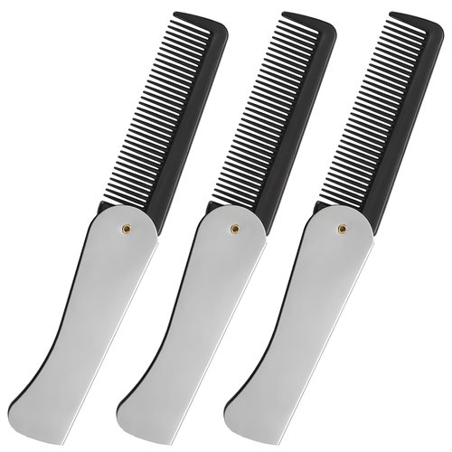 Stainless Steel Folding Comb - Hair and Beard Comb with Cover for Men - Ideal for Grooming, Detangling, and Styling.