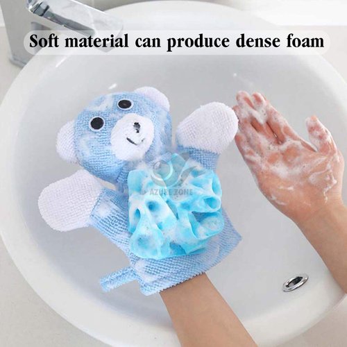 Azure Zone, 4 Pack Cartoon Hand Puppet Bath Wash Mitt Towel with Animal Designs for Bath and Shower