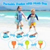HUGCATY Beach Toys, Collapsible Sand Toys - 9pcs Sand Castle Building Kit: Foldable Sand Buckets, Shovels, Castle Molds & Packable Mesh Bag - Sandbox Toys for Toddlers, Kids Ages 3-12, Beach Travel