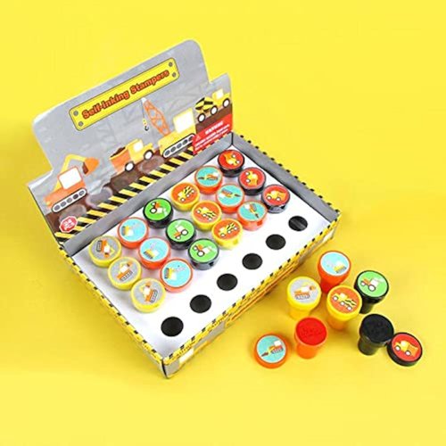 TINYMILLS 24 Pcs Construction Trucks Stampers for Kids Garbage Truck Dump Truck Party Favors Giveaways Classrooom Rewards Pinata Fillers Party Treat Goody Bag Stuffers