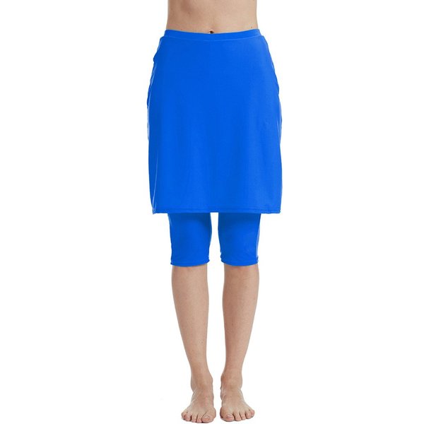 Micosuza Womens Skirted Swim Capris Sun Protective UPF 50+ Swimming Tight with Attached Skirt Sport Leggings Blue