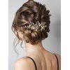 SWEETV 2Pcs Bridal Hair Accessories Pearl Bride Wedding Hair Pins Leaf Bridal Head Piece Rhinestones Hair Jewelry Gold Hair Accessories for Women and Girls