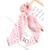 3 PCS Bow Hair Scarf Scruncheis for Women - Leopard Long Ribbon Ponytail Holder Hair Ties Elastic Bands Hair Accessories for Girl