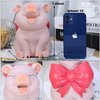 Piggy Bank with Red Bow-Knot, H&W Lovely Pig Coin Bank, Creative Shatterproof Gift Money Bank, Can Store 1000 Coins