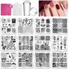 Biutee Nail Stamper Kit Nail Art Stamping Plate Set Stamping Nail Polish Gel Stamp Plate Jelly Silicone Stamper Scraper Flower Lace Line kiss Stencil Template Tool Supplies for Holiday (Storage Bag)