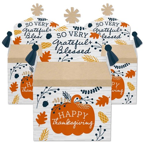 Big Dot of Happiness Happy Thanksgiving - Treat Box Party Favors - Fall Harvest Party Goodie Gable Boxes - Set of 12