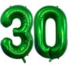 Dark Green 30 Number Balloons, 40 Inch Giant Number 30 Balloons Foil Mylar Helium Dark Green Number Balloons for 30th Birthday Party Supplies Anniversary Event Celebration Decorations