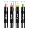 Moon Glow - Blacklight Neon Face Paint Stick / Body Crayon makeup for the Face & Body - Pastel set of 4 colours - Glows brightly under blacklights