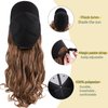 S-noilite 16" Baseball Cap with Hair Baseball Hats with Hair Attached Curly Wavy Cap Wig with Hair Extensions Adjustable Culry Baseball Hat Wig for Women (16" -Curly, Light Brown & Ash Blonde)