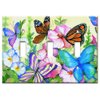 Art Plates - Triple Gang Toggle Decorative Metal Wall Plate - Garden Butterflies - (Made in USA)