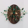 Bridal Green Crystal Rhinestone Alloy Hair Clip Hairpin Fashion Handmade Headpieces Wedding Hair Accessories for Brides Bridesmaid Women