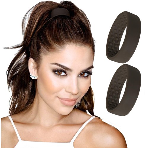 Medium PONY-O for Fine to Normal Hair or Slightly Thick Hair - PONY-O Revolutionary Hair Tie Alternative Ponytail Holders - 2 Pack Dark Brown Original Patented Hair Styling Accessories