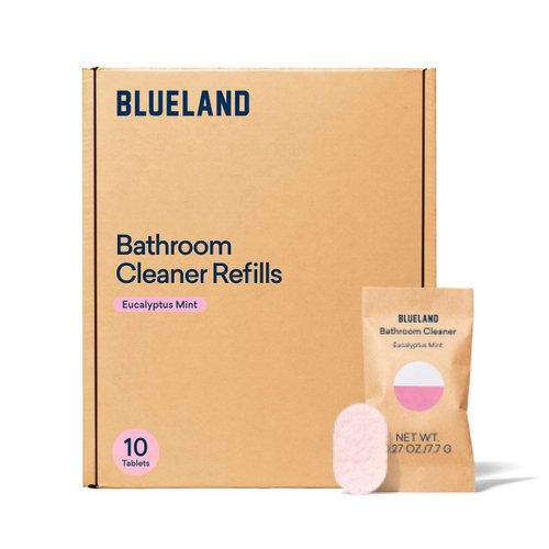 BLUELAND Bathroom Cleaner Refill Tablet 10 Pack | Eco Friendly Products & Cleaning Supplies - Eucalyptus Mint Scent | Makes 10 x 24 Fl oz bottles (240 Fl oz total)