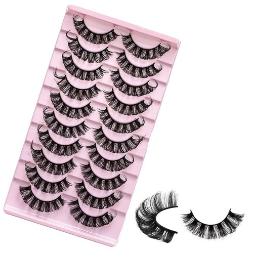 10 Pairs 3D Russian Strip Lashes, DD Curl False Eyelashes, Natural Look Reusable Fluffy Natural Super Volume False Lashes Eyelashes Extensions
